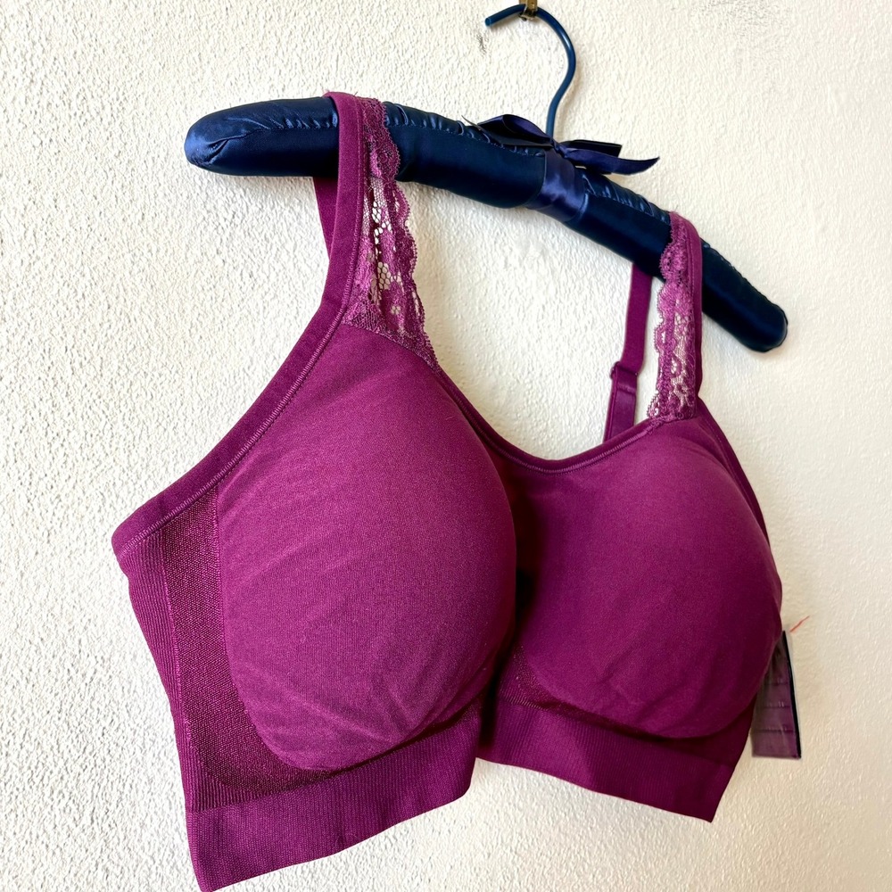 NEW Underoutfit Style 445 Comfort Shaping Bra Purple Lace Trim 2XL Extender NWT - Picture 6 of 8